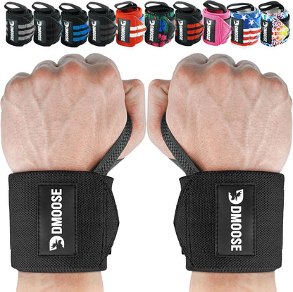 Wrist Wraps, Avoid Injury and Maximize Grip with Thumb Loop, 18" or 12" Gym Straps Pair, Wrist Straps for Weightlifting, Powerlifting, Bench Press, Bodybuilding, Deadlift Straps for Men & Women